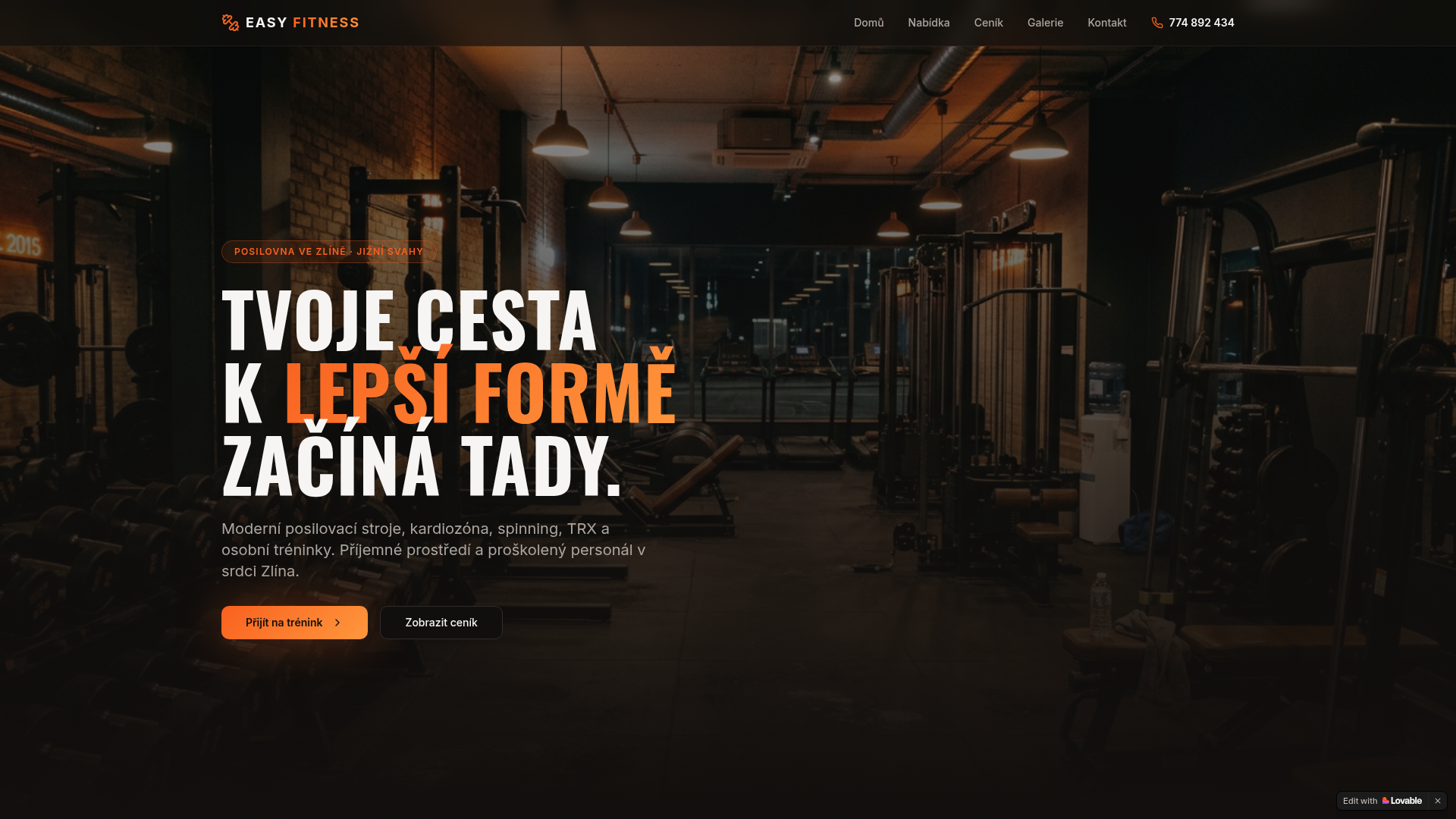 Náhled webu Easy Fitness Zlín